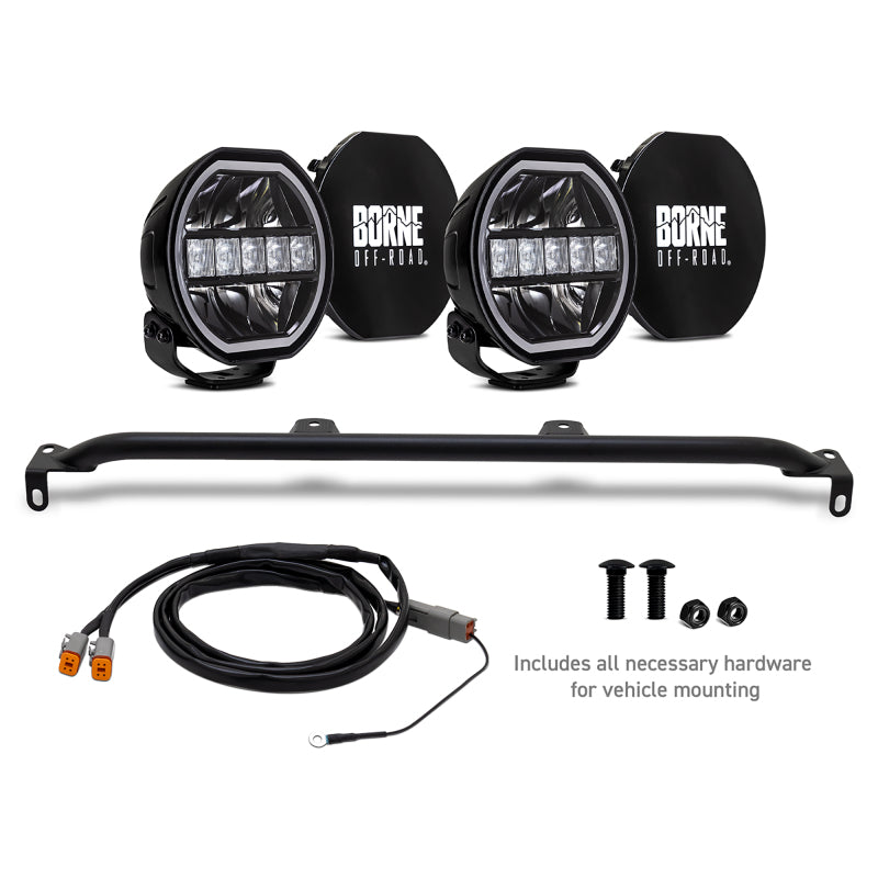 Borne Off-Road 2021+ Ford Bronco Direct Fit Lights - Mod Bumper - 2in x 7in Round - Bumper - Up