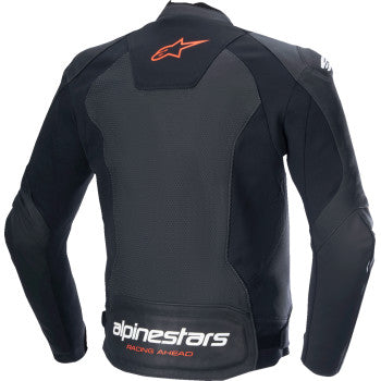 ALPINESTARS Faster v3 Airflow Leather Jacket - Black/Red Fluo - US 42 / EU 52 3103625-1030-52