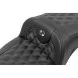 SADDLEMEN Roadsofa™ Extended Reach Seat - without Backrest - Lattice Stitch - Dark Gray Stitch - FL/FX '23-'24 823-07-20702