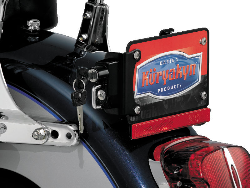 Kuryakyn License Plate Helmet Lock With Mount Black 4248