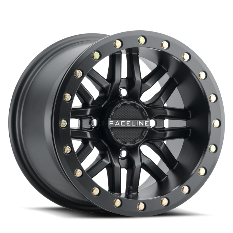 Raceline A91B Ryno 15x7in / 4x156 BP / 10mm Offset / 132.5mm Bore - Satin Black Beadlock Wheel A91B-57056-52