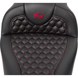 SADDLEMEN RoadSofa™ Seat - Honeycomb - Red Stitch - with Backrest - FLH/FLT '08-'23 A808-07R-189RED