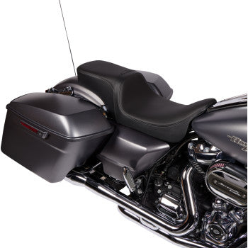 DRAG SPECIALTIES Asiento Predator para dos personas - Cuero solar - Liso - con respaldo - FLH '08-'23 0801-1501 