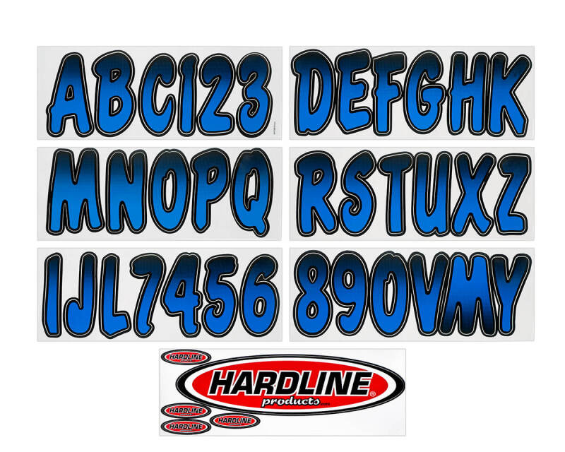 Hardline Boat Lettering Registration Kit 3 in. - 200 Blue/Black BLBKG200