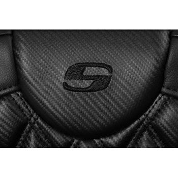 SADDLEMEN Roadsofa™ Extended Reach Seat - without Backrest - Lattice Stitch - Carbon Fiber - FL '08-'23 808-07CF-184HCT