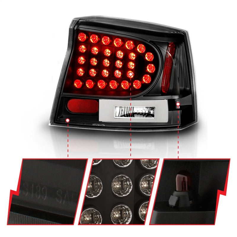ANZO 2006-2008 Dodge Charger LED Taillights Black 321014