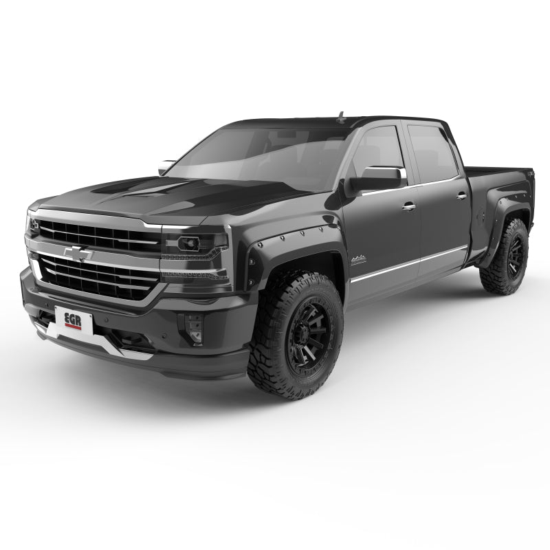 EGR 14+ Chev Silverado 6-8ft Bed Bolt-On Look Color Match Fender Flares - Set - Black 791574-GBA