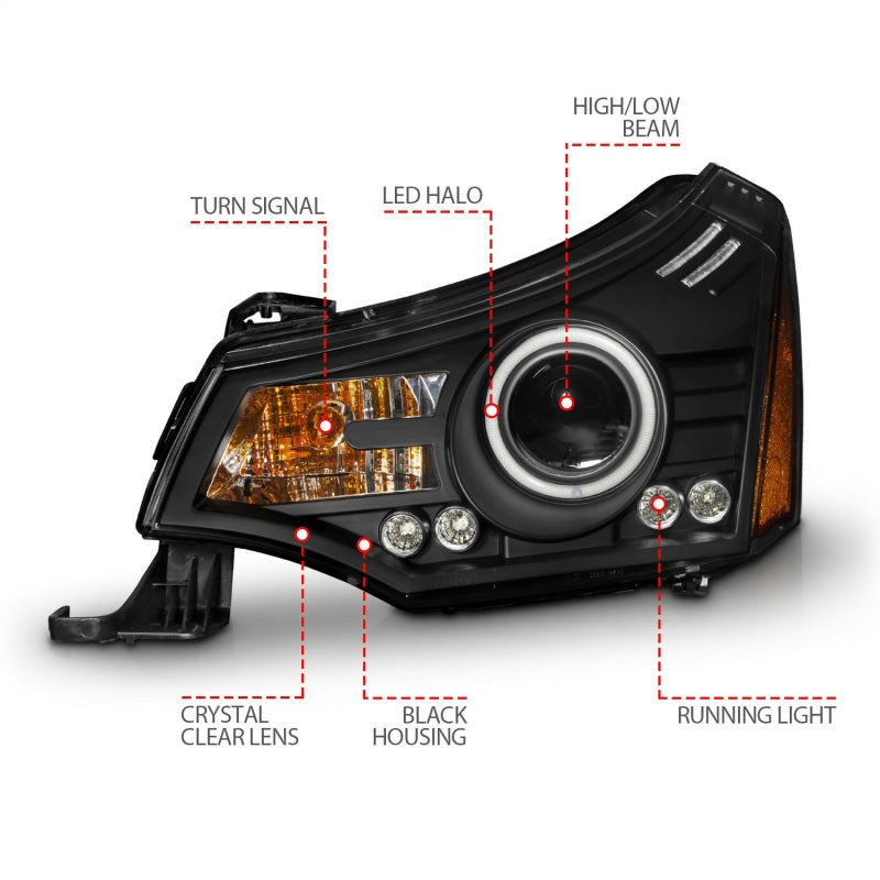 ANZO 2008-2011 Ford Focus Projector Headlights Black 121272