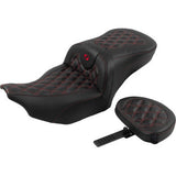 SADDLEMEN RoadSofa™ Seat - with Backrest - Carbon Fiber - Lattice Stitch - Red Stitch - FLTR/FLHX '23-'24 823-07-206B4