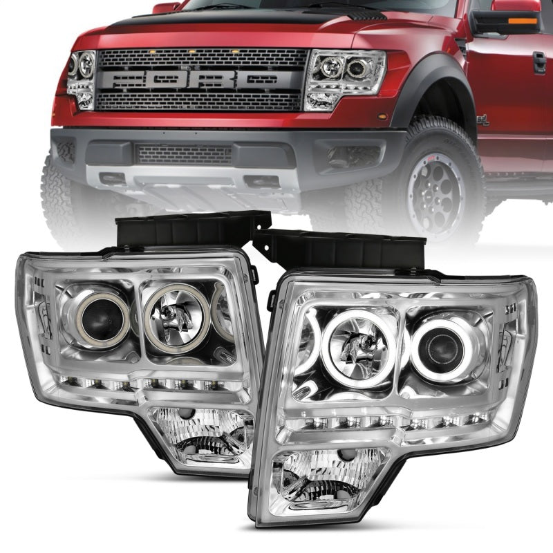 ANZO 2009-2014 Ford F-150 Projector Headlights w/ Halo Chrome (CCFL) G2 111297