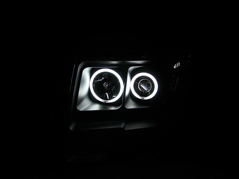ANZO 2009-2014 Ford F-150 Projector Headlights w/ Halo Black (CCFL) 111161