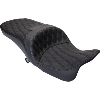 DRAG SPECIALTIES Freedom Seat - Vinyl - Double Diamond Black Stitch - FLH '09-'23  0801-1481