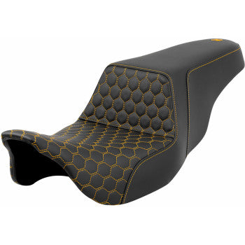 SADDLEMEN Step-Up Seat - Honeycomb - Gold Stitching - FL '08-'23 A808-07B-177GOL