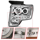 ANZO 2009-2014 Ford F-150 Projector Headlights w/ Halo Chrome (CCFL) G2 111297