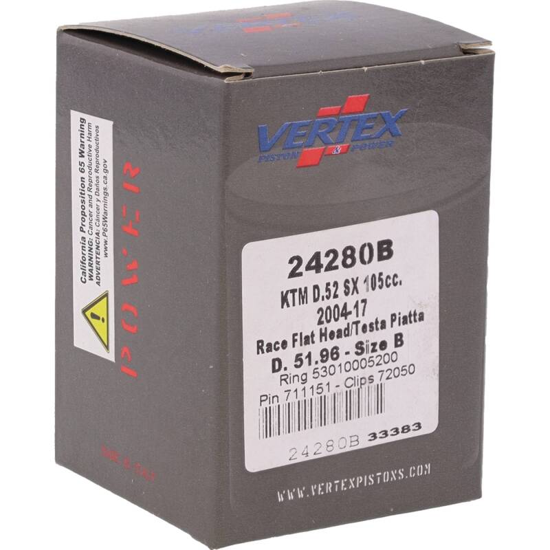Vertex Piston 04-11 KTM 105 SX 105cc Cast Race Piston Kit 24280B