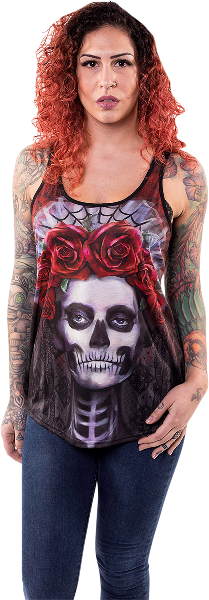 LETHAL THREAT Damen Dark Widow Razor Back Tanktop - Schwarz - Klein LA20508S 