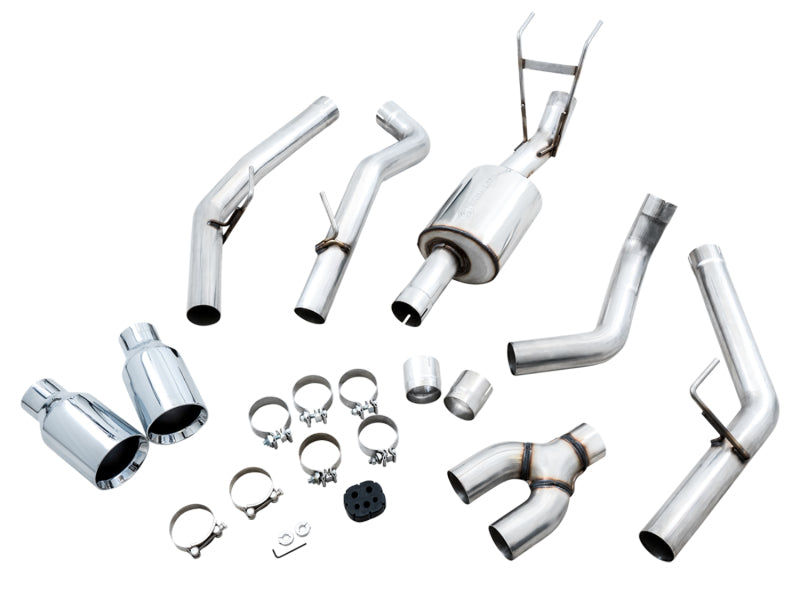 AWE Tuning 09-18 RAM 1500 5.7L (w/o Cutout) 0FG Dual Rear Exit Cat-Back Exhaust - Chrome Silver Tips 3015-32101