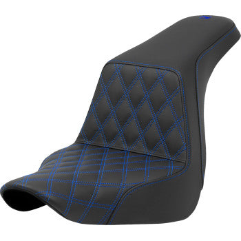 SADDLEMEN Step-Up Seat - Front Lattice Stitch - Blue Stitch - FXLR/FLSB '18-'21 A818-29-172BLU