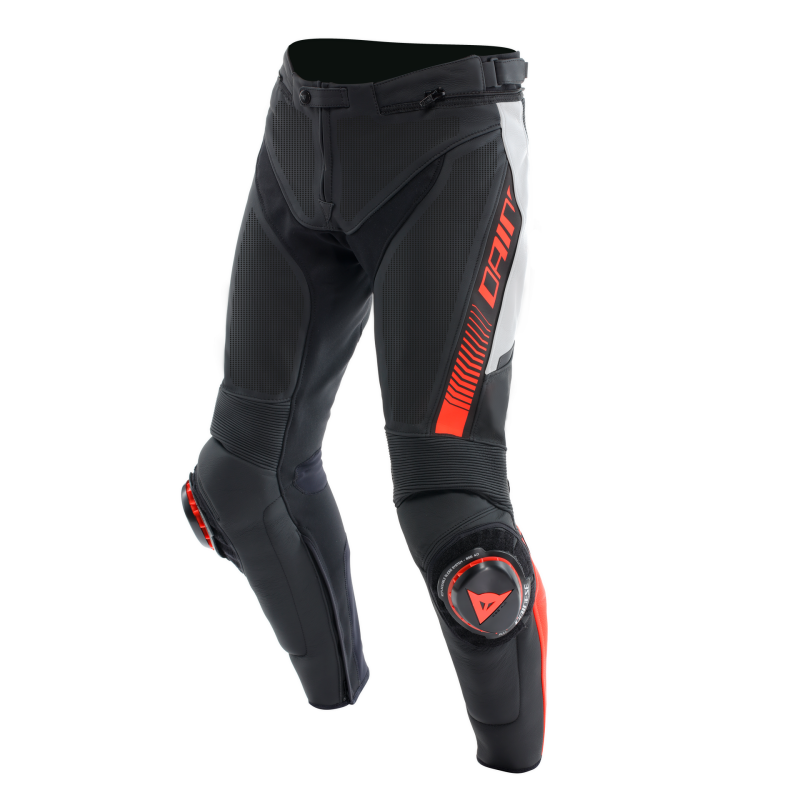 Dainese Super Speed Perforated Leather Pants Black/White/Red-Fluorescent Size - 54 2015500007-N32-54