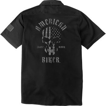 American Biker Biker Sam Contrast Stitch Shop Shirt - Black/Gray - 4XL ABBSAM16ST8BCH4R
