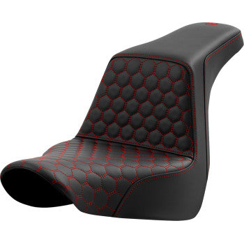 SADDLEMEN Step-Up Seat - Honeycomb - Red Stitching - FL/FX '18-'24 A818-29-177RED
