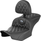 SADDLEMEN RoadSofa™ Seat - with Backrest - Carbon Fiber - Lattice Stitch - Silver Stitch - FLTR/FLHX '23-'24 823-07-206B5