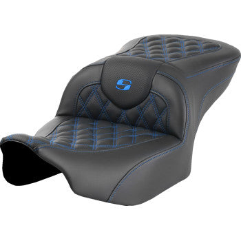 SADDLEMEN Roadsofa™ Seat - without Backrest - Blue Lattice Stitch - FLTR/FLHX '23-'24 823-07-18201