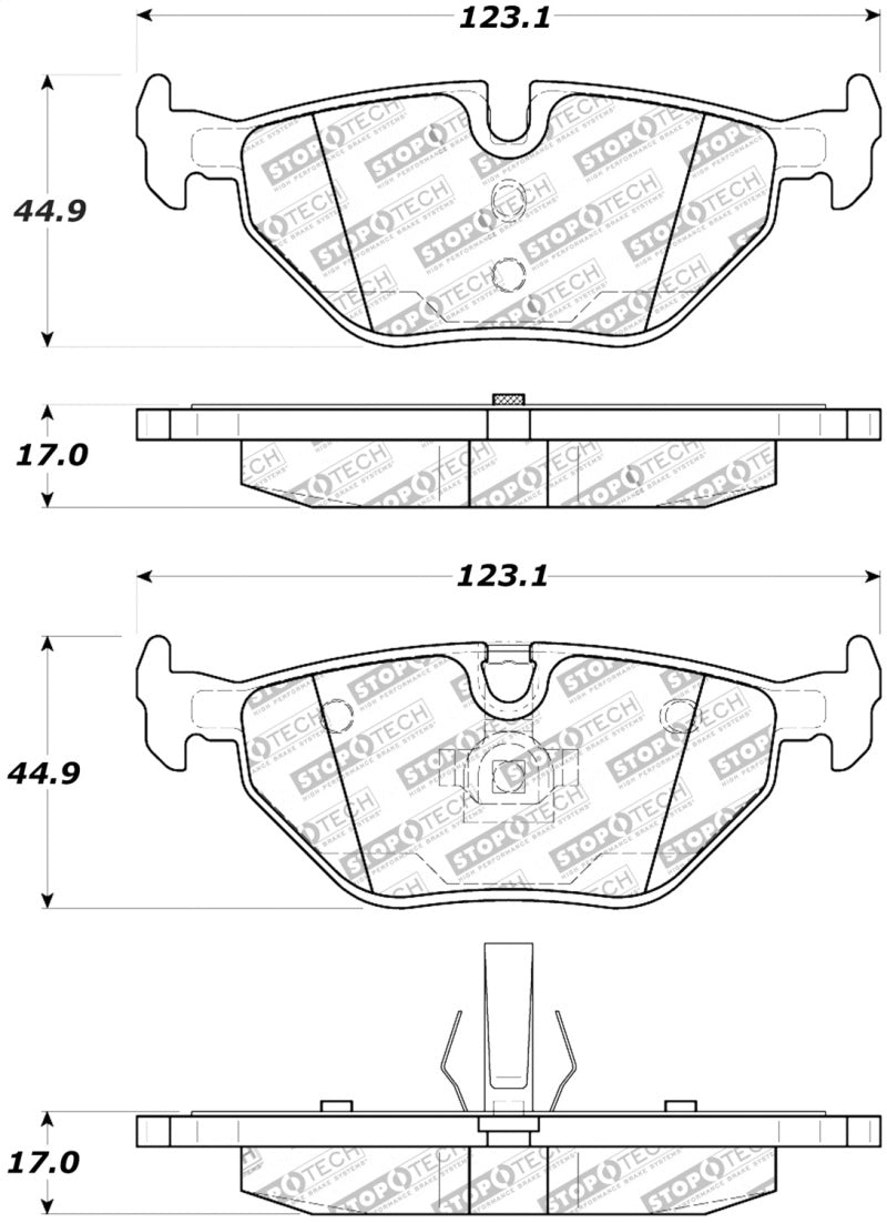 StopTech Street Touring 01-02 BMW Z3 / 03-09 Z4 / 10/90-07 3 Series Rear Brake Pads