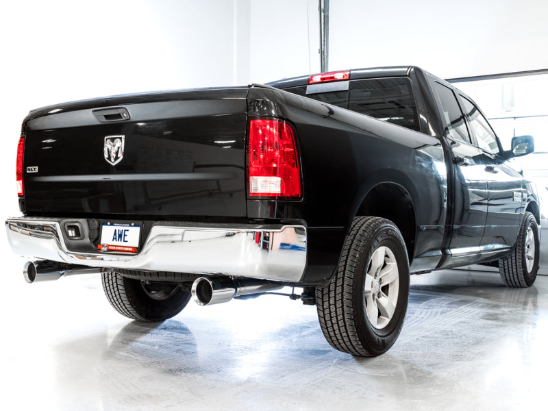 AWE Tuning 09-18 RAM 1500 5.7L (w/o Cutout) 0FG Dual Rear Exit Cat-Back Exhaust - Chrome Silver Tips 3015-32101