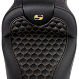 SADDLEMEN RoadSofa™ Seat - Honeycomb - Gold Stitch - without Backrest - FLH/FLT '08-'23 A808-07B-189GOL