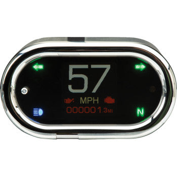 DAKOTA DIGITAL Handle Bar Mount Speedometer - With Signals - Oval - Chrome  MLX-5400