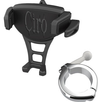 CIRO Phone Holder - Constrictor - Black - Chrome 1-1/2" Handlebar Mount 50356