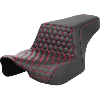 SADDLEMEN Step-Up Seat - Front Honeycomb - Red Stitching - FL '23-'24 823-07-17704