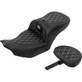 SADDLEMEN RoadSofa™ Seat - with Backrest - Carbon Fiber - Lattice Stitch - Silver Stitch - FLTR/FLHX '23-'24 823-07-206B5