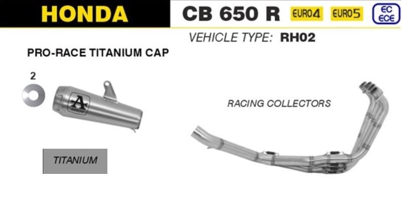 71217PR  Arrow Pro-Race Slip-on Exhaust, Titanium for Honda CB650R/CBR650R 19-23