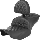 SADDLEMEN RoadSofa™ Seat - with Backrest - Carbon Fiber - Lattice Stitch - FLTR/FLHX '23-'24 823-07-206B0