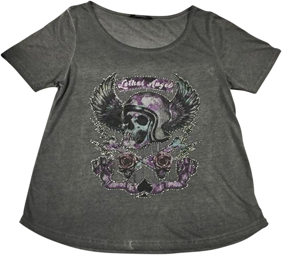 LETHAL THREAT Sinwheels T-Shirt für Damen, Grau, Größe S, LA20613S 