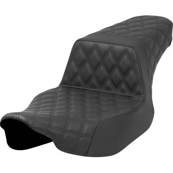 SADDLEMEN Step-Up Seat - Full Latice Stitch - Black - Extended Reach - Street Glide/Road Glide 2023-2024 823-07E-175