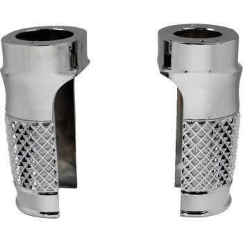 EDDIE TROTTA DESIGNS Fork Slider Covers - Cross-Cut - Chrome  TC-WT962