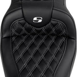 SADDLEMEN Roadsofa™ Seat - with Backrest - Silver Stitch - FL '08-'23 A808-07R-182SIL