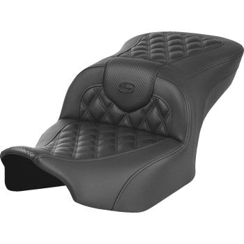 SADDLEMEN RoadSofa™ Seat - without Backrest - Carbon Fiber - Lattice Stitch - FLTR/FLHX '23-'24 823-07-20600
