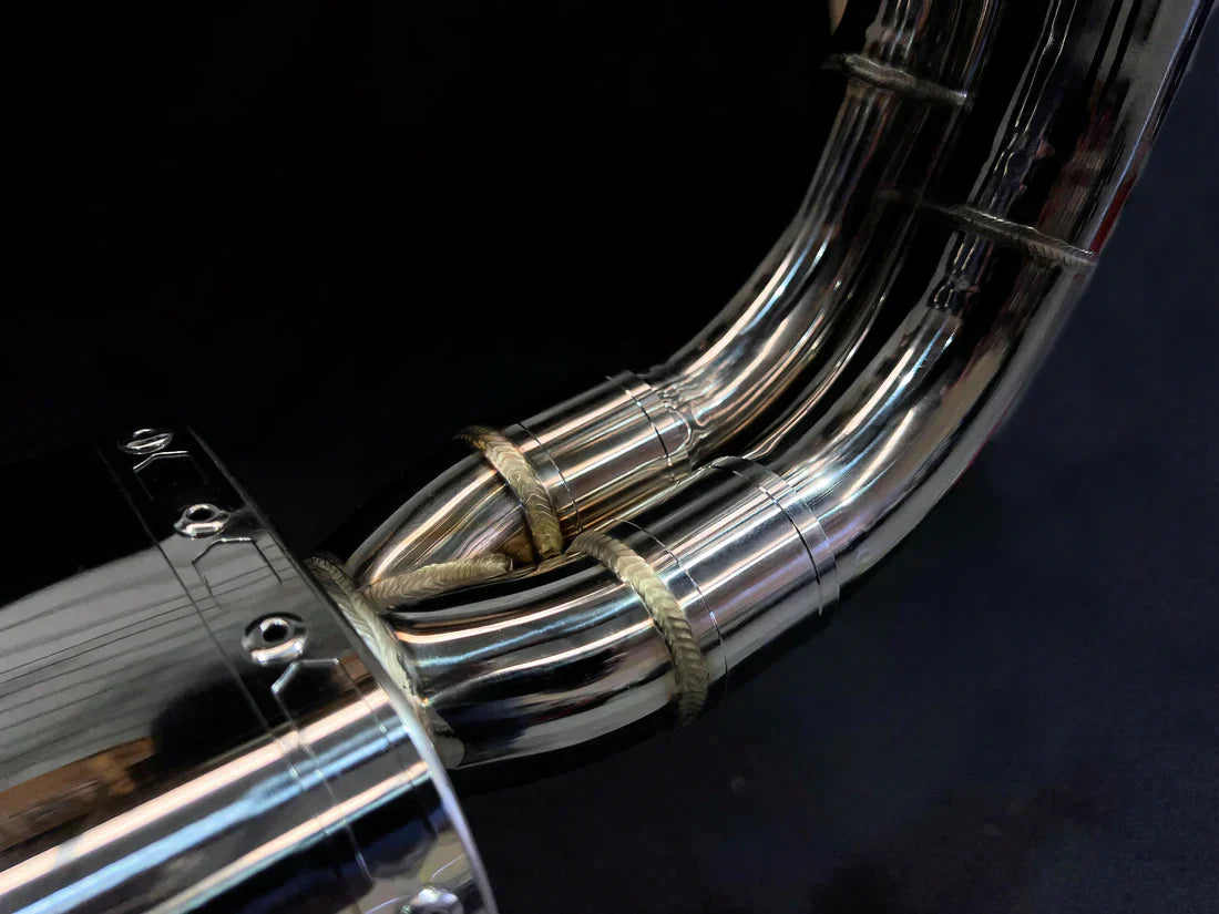 Vandemon CFMOTO 450SR Double-Sided Swingarm Model  Stainless Steel / Titanium High Mount Exhaust System  CFMOTO450SRSSHMEXHA VA-104