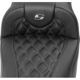 SADDLEMEN Roadsofa™ Extended Reach Seat - without Backrest - Lattice Stitch - Dark Gray Stitch - FL/FX '23-'24 823-07-20702
