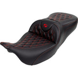 SADDLEMEN Roadsofa™ Seat - with Backrest - Red Stitch - FL '08-'23 A808-07R-182RED