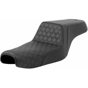 SADDLEMEN Step-Up Seat - Honeycomb - Black Stitching - 3.3 Gal Tank - Sportster '04-'21 807-11-177