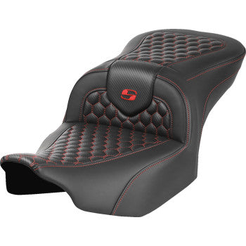 SADDLEMEN Roadsofa™ Seat - without Backrest - Honeycomb - Red Stitch - FLTR/FLHX '23-'24 823-07-18904