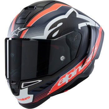 ALPINESTARS Supertech R10 Helmet - Team - Matte Black/Carbon Red Fluo/Blue - XS 8200224-1383-XS