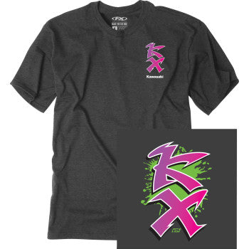 FACTORY EFFEX Kawasaki Retro KX T-Shirt - Heather Charcoal - Medium 28-87112