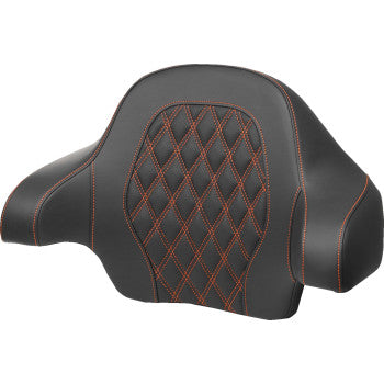 SADDLEMEN Tour-Pak® Backrest Pad - Lattice Stitch - Orange Stitch - FL '14-'24 814-07-15003