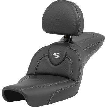 SADDLEMEN Roadsofa™ Carbon Fiber Seat - Carbon Fiber - with Backrest - FXD '96-'03 896-04-185BR